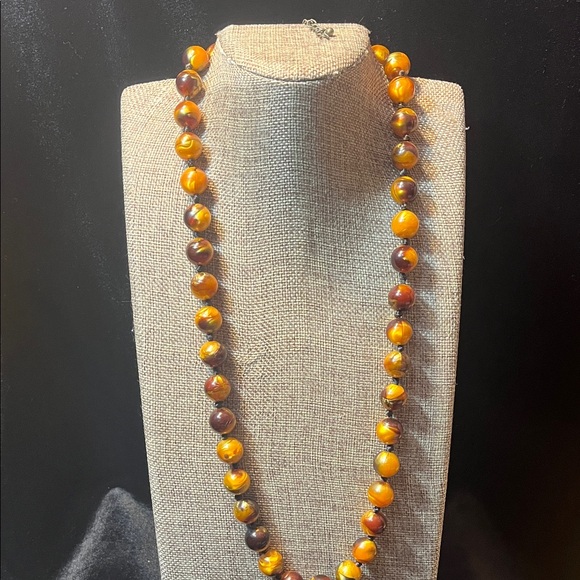 Source Unknown Jewelry - Vintage Antique Brown and Orange Beaded Necklace